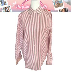 Vintage Lauren Ralph Lauren 100% Silk Red Stripe Button Down - Small